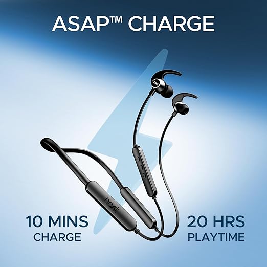 boAt Rockerz 255 Pro+, 60HRS Battery, Fast Charge, IPX7, Dual Pairing, Low Latency, Magnetic Earbuds